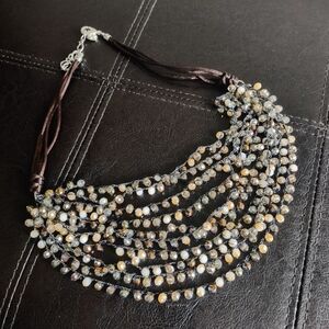 ​Stella & Ruby Multi-Strand Neutral Beaded Bib Statement Necklace